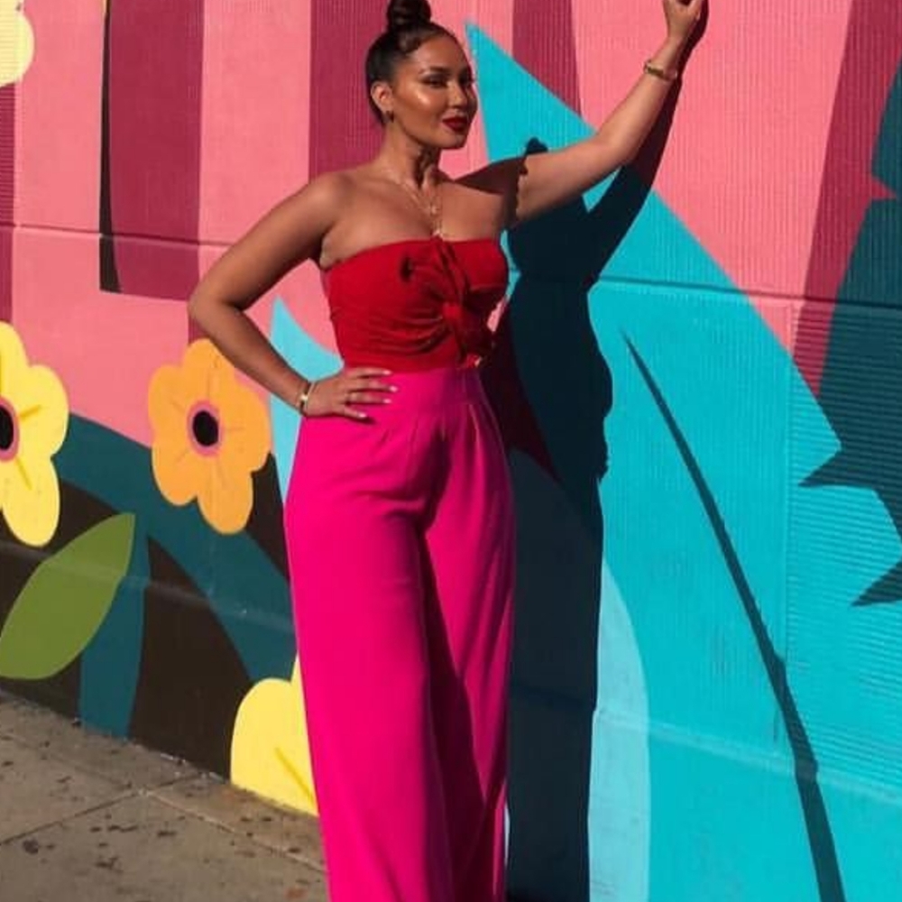 Fashion Nova pink red jumpsuit NWT small
